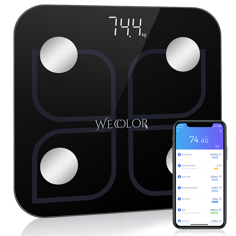 Wecolor Bluetooth Weighing Scale, Smart Body Fat Scale, Bathroom Weight BMI  Scale, Body Composition Fitness Analysis Digital Scale with Smartphone APP  - Wecolor